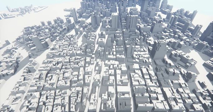 4k abstract urban business construction,flying over 3D Virtual Geometric City Office Buildings,aerial view of NewYork,web tech.
