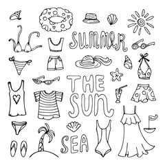 Women's dress vector. Set. Hand drawing