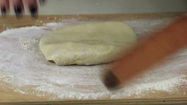 The process of preparing dough for pizza or ravioli.