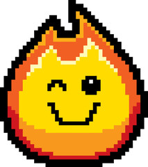 Winking 8-Bit Cartoon Flame