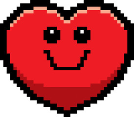 Obraz premium Smiling 8-Bit Cartoon Heart