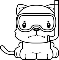 Cartoon Angry Snorkeler Kitten