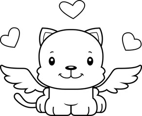 Cartoon Smiling Cupid Kitten