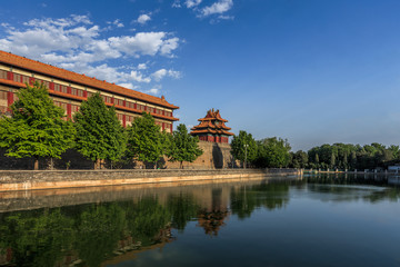 Fototapeta na wymiar reflections of the city moat, the forbidden city, Beijing ,China
