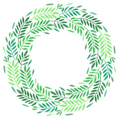 Tropical palm leaves, foliage wreath, round frame. Vector illustration. Tropical jungle palm tree background. Invitation template, greeting card template.