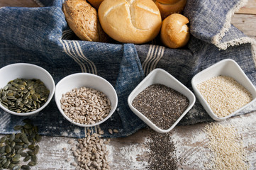 fresh rolls and freshly baked poppy seed bread