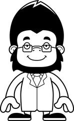 Cartoon Smiling Scientist Gorilla