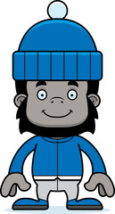 Cartoon Smiling Winter Gorilla