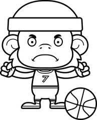 Cartoon Angry Basketball Player Monkey