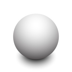 3d white sphere with shadow isolated on white background
