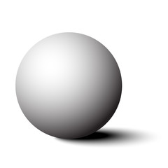 3d white sphere with shadow isolated on white background