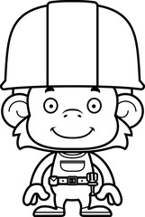 Cartoon Smiling Construction Worker Monkey