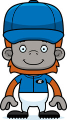 Cartoon Smiling Baseball Player Orangutan