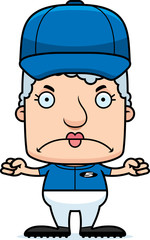 Cartoon Angry Baseball Player Woman