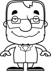 Cartoon Smiling Scientist Man