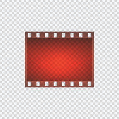 One frame of film on a transparent background. Film for cameras. Vector illustration.