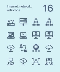 Outline Internet, network, wifi icons for web and mobile design pack 2