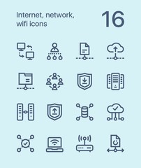 Outline Internet, network, wifi icons for web and mobile design pack 3