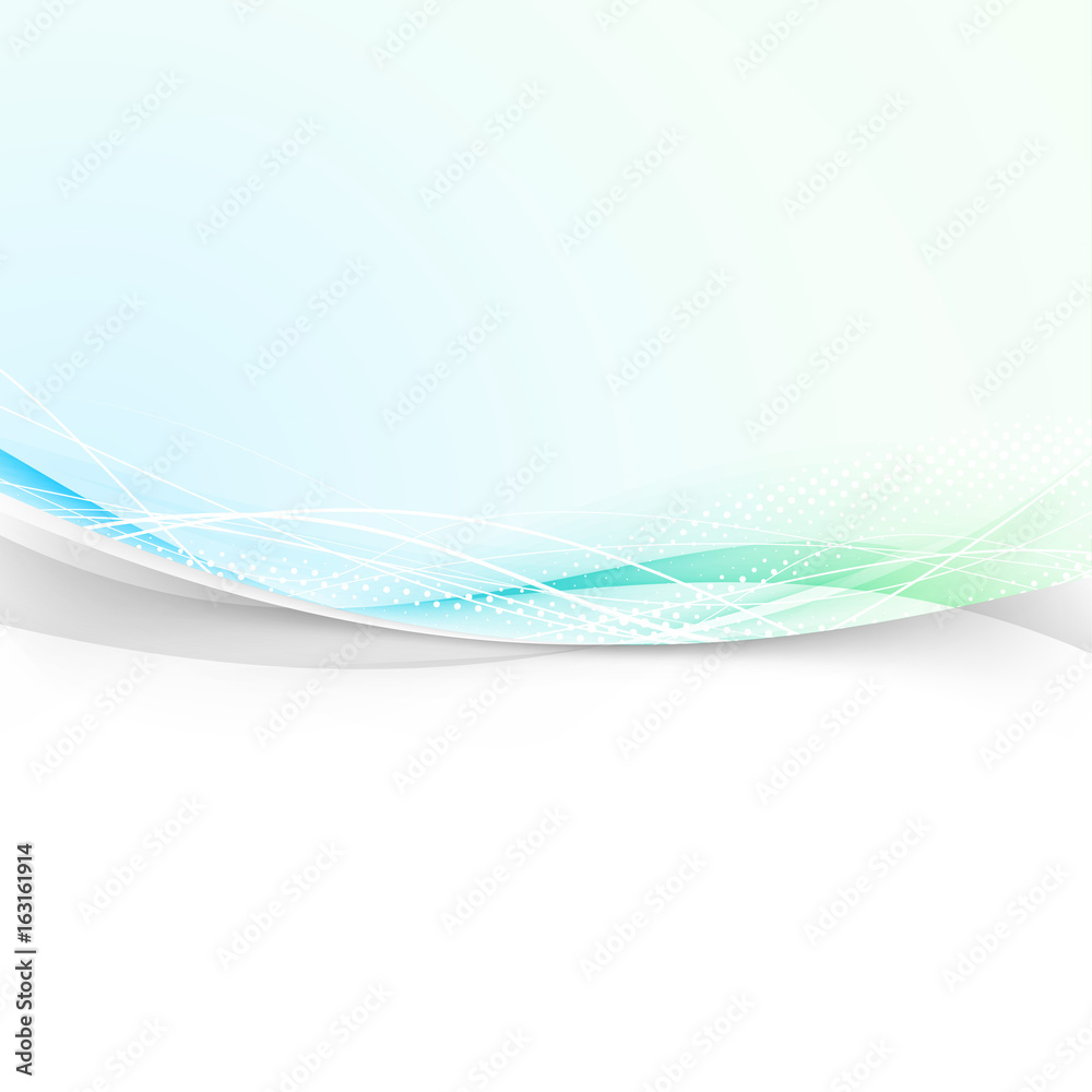 Canvas Prints bright abstract transparent layout background. blue and green dotted gradient swoosh wave divided by