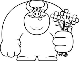 Cartoon Bull Flowers