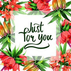 Wildflower Fritillaria imperialis flower frame in a watercolor style. Full name of the plant: Fritillaria imperialis Aquarelle wild flower for background, texture, wrapper pattern, frame or border.