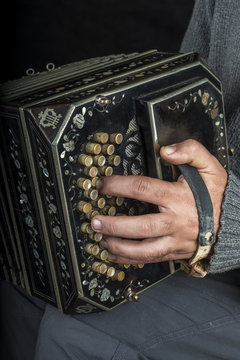 Musician playing bandoneon
