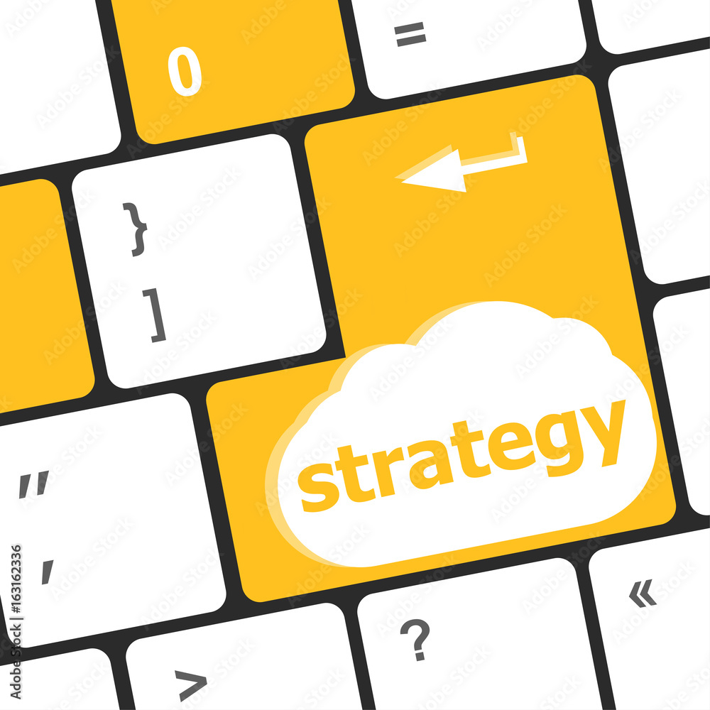 Poster strategy button on computer keyboard key button