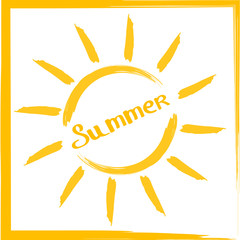 Hello summer lettering composition. Inspirational quote with hand-drawn artistic letters.