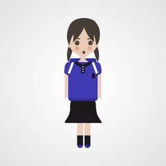Confused Schoolgirl Character, Vector, Illustration, Eps File