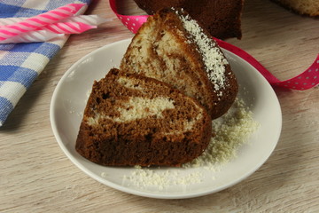 Chocolate pie on a table