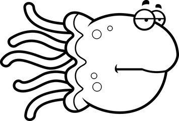 Obraz premium Bored Cartoon Jellyfish