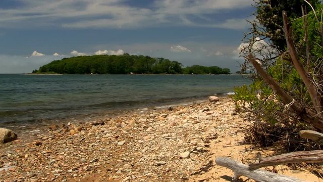 Rocky beach view of Toby's island on Cape Cod
