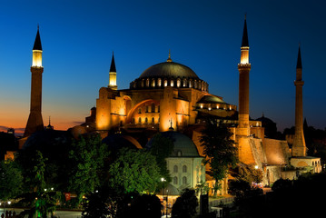 Fototapeta na wymiar Illuminated Hagia Sophia