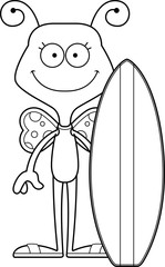 Cartoon Smiling Surfer Butterfly