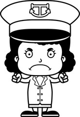 Cartoon Angry Boat Captain Girl