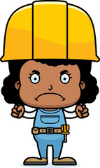Cartoon Angry Construction Worker Girl