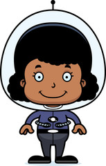 Cartoon Smiling Spaceman Girl