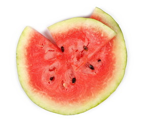 Fresh sliced watermelon isolated on white background, top view