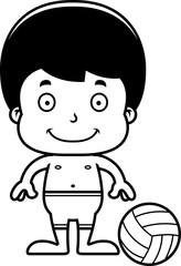 Cartoon Smiling Beach Volleyball Player Boy