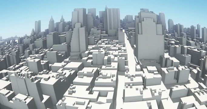 4k abstract urban business construction,flying over 3D Virtual Geometric City Office Buildings,aerial view of NewYork,web tech.