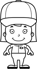 Cartoon Smiling Baseball Player Girl
