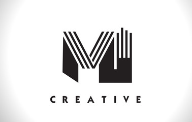 MI Logo Letter With Black Lines Design. Line Letter Vector Illustration