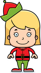 Cartoon Smiling Xmas Elf Girl