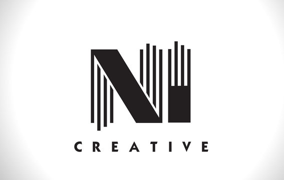 NI Logo Letter With Black Lines Design. Line Letter Vector Illustration