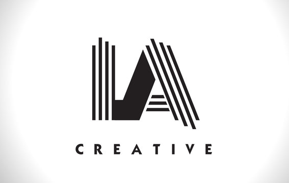 LA Logo Letter With Black Lines Design. Line Letter Vector Illustration