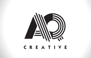 AQ Logo Letter With Black Lines Design. Line Letter Vector Illustration