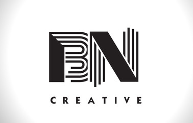 BN Logo Letter With Black Lines Design. Line Letter Vector Illustration