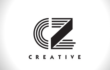 CZ Logo Letter With Black Lines Design. Line Letter Vector Illustration - obrazy, fototapety, plakaty