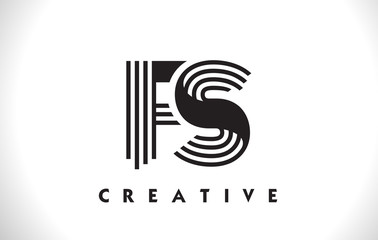 FS Logo Letter With Black Lines Design. Line Letter Vector Illustration