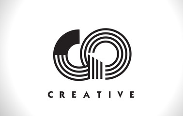 GO Logo Letter With Black Lines Design. Line Letter Vector Illustration